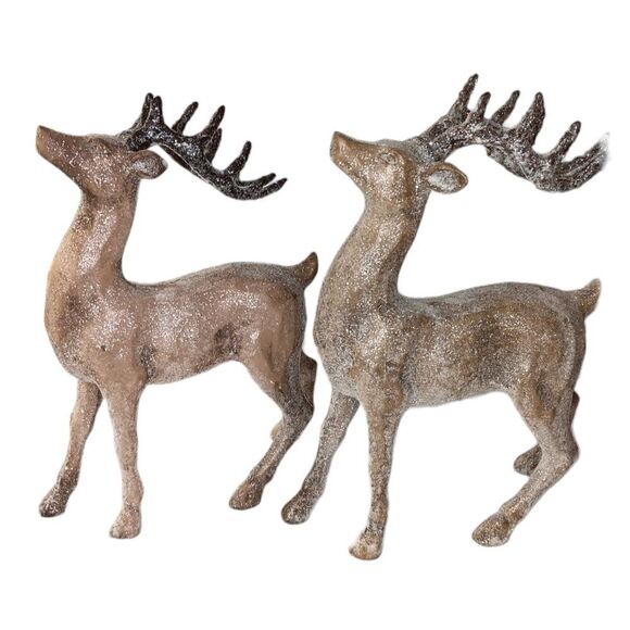 Reindeer Christmas Holiday Decor Glitter Standing Figurines - Picture 3 of 9